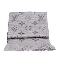 LV M74742 Monogram LOGO MANIA 羊毛針織圍巾(珍珠灰)