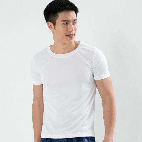 CoolMax 吸濕排汗衣 涼感舒適新體驗 真機能吸排素色T恤型男 白
