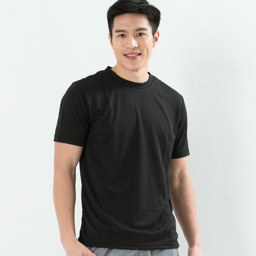 CoolMax 吸濕排汗衣 涼感舒適新體驗 真機能吸排素色T恤型男 黑