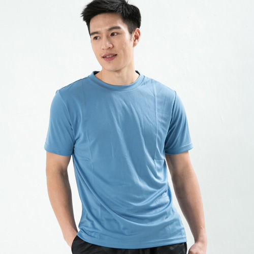 CoolMax 吸濕排汗衣 涼感舒適新體驗 真機能吸排素色T恤型男 空藍