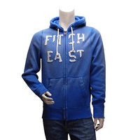 Abercrombie Fitch 仿舊EAST內刷毛拉鍊帽T外套(男-藍-M)