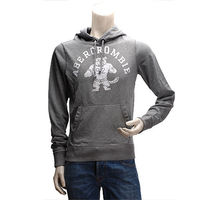 Abercrombie Fitch 老虎92圖騰薄長袖連帽TEE(男-灰-M)