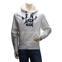 Abercrombie Fitch DIV貼布內刷毛長袖連帽TEE(男-白-M)