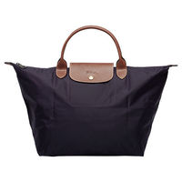 LONGCHAMP 摺疊短把尼龍水餃包(中-深紫)