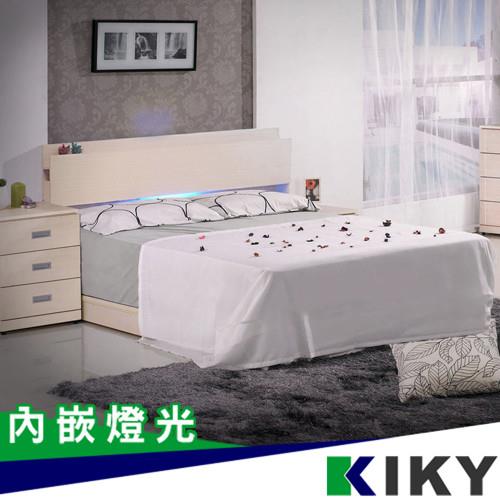 KIKY 佐佐木-胡桃色-內嵌燈光雙人5尺床頭片