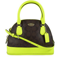 【COACH】34710 經典馬車LOGO防水PVC小巧兩用包(綠邊)