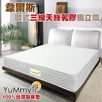 Yummyti韋爾斯獨立歐式三線天絲乳膠獨立筒台灣製床墊-單人加大3.5X6.2尺