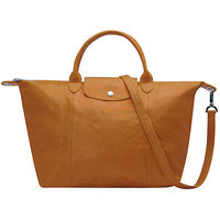 LONGCHAMP LE PLIAGE CUIR 混羊皮短把手提/斜背包(中-焦糖棕)