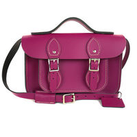 【The Leather Satchel Co.】11吋 英國手工牛皮可手提劍橋包 (紅莓紫)