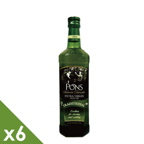 【PONS】西班牙原裝進口特級處女果香橄欖油750MLX6 