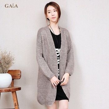 【GAIA】韓版寬鬆長版針織毛衣罩衫/外套