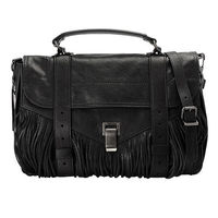 Proenza Schouler PS1 Fringe山羊皮流蘇手提斜背包(中-黑色)