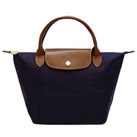 LONGCHAMP 摺疊短把尼龍水餃包(小-深紫)