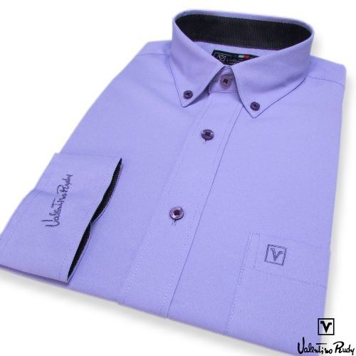 Valentino Rudy范倫鐵諾.路迪 【修身版】長袖襯衫-紫色(釘釦領)