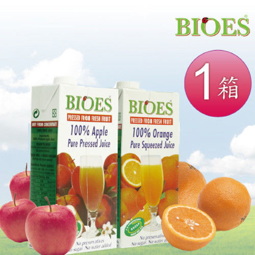 【囍瑞 BIOES】100%純天然蘋果+柳橙原汁(6+6)入(1000ml/瓶) 