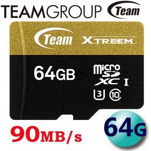 Team 十銓 64GB 90MB/s microSDXC TF UHS-I U3 C10 記憶卡