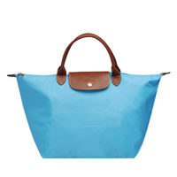 LONGCHAMP 新色上市短把尼龍水餃包(中-水藍色)