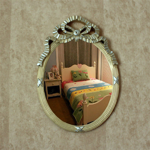 【協貿】復古做舊古樸典雅蝴蝶結橢圓裝飾壁掛鏡子