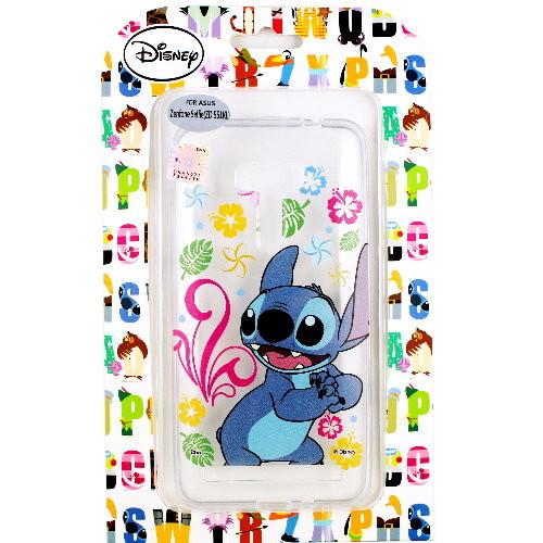 【Disney】ASUS Zenfone Selfie (ZD551KL) 花朵系列 彩繪透明保護軟套-史迪奇