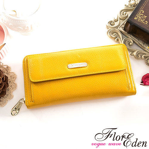 DF Flor Eden皮夾 - 甜心魅力款牛皮單拉鍊長夾