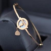 【米蘭精品】玫瑰金貝殼純銀手環哆啦a夢可愛飾品