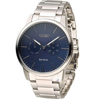 星辰 CITIZEN Eco Drive 光動能穩重風範時尚腕錶 AO9040-52L 藍