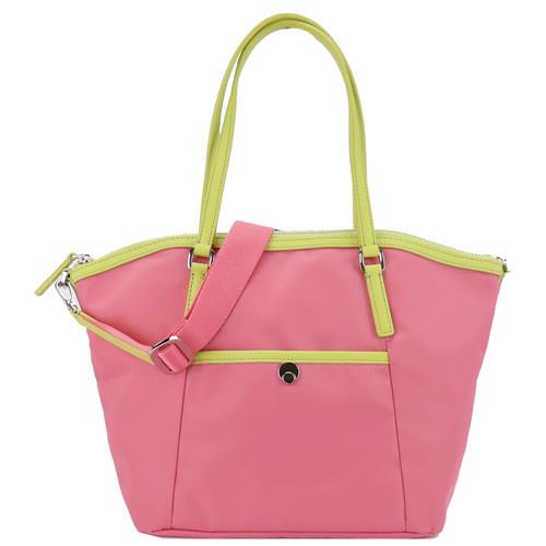 agnes b. VOYAGE 簡單小釦拼色兩用托特包(小/桃粉)