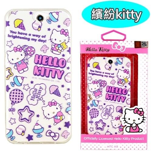 【Hello Kitty】HTC One A9 彩繪透明保護軟套-繽紛kitty