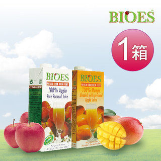 【囍瑞 BIOES】100％雙口味果汁組－蘋果＋芒果（6＋6入-1L/瓶）  