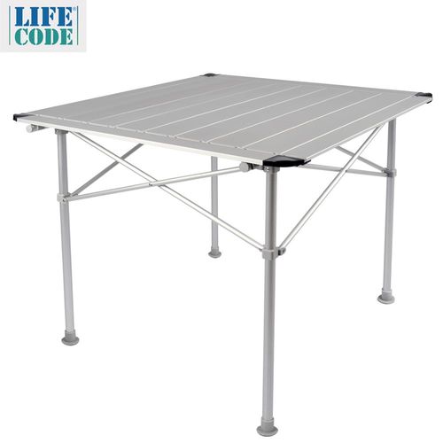 【LIFECODE】鋁合金蛋捲桌/折疊桌-加大款80x80cm-附收納袋-行動