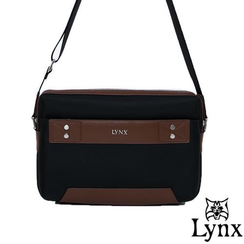 Lynx - 山貓紳士極簡風格橫式真皮斜側背包(小)-共3色