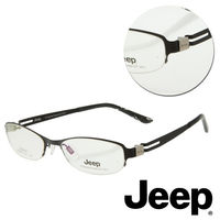【JEEP】純鈦半框橢圓黑色光學眼鏡(J-F8009-C4)