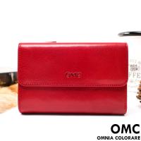 OMC - 原皮魅力真皮系列三折多卡式中夾-共3色