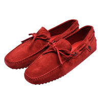TOD’S 聯名FERRARI GOMMINO MOCASSINO系列麂皮綁帶手工豆豆鞋(暗紅)