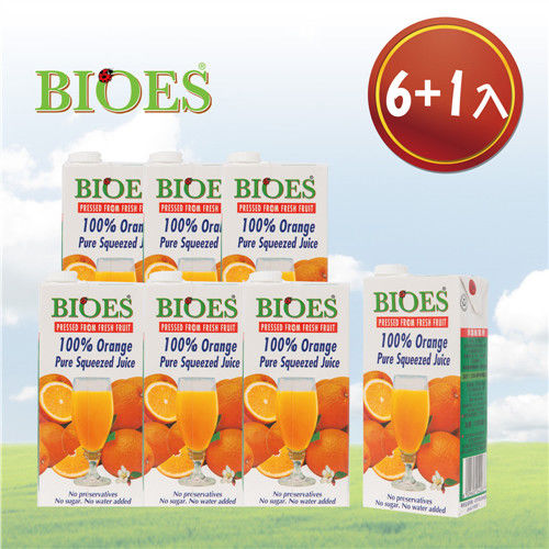 【囍瑞 BIOES】純天然100％柳橙汁原汁1元加價組-1L(6+1入）  