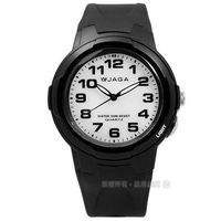 JAGA 捷卡 / AQ68A-A / 掌握每一刻清晰運動橡膠腕錶 白x黑 38mm