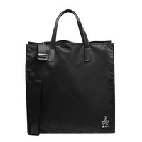 PRADA TESSUTO SAFFI經典PORTER門僮浮雕牛皮提把尼龍手提/斜背購物包(黑色)