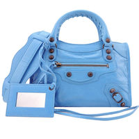 Balenciaga mini city銅釦迷你機車包(天藍)