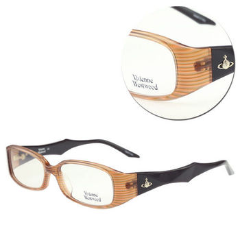 【Vivienne Westwood】時尚長方橘條紋光學眼鏡(mod.VW223-C2)