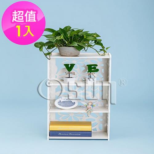 【Osun】DIY木塑板置物架 歐式白色雕花三層櫻花書架(CE-178_YH8240)