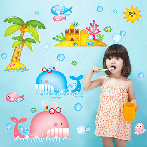 窩自在★DIY無痕創意牆貼/壁貼-大嘴鯨魚_AY7197(50X70)