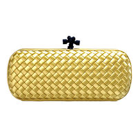 BOTTEGA VENETA 經典 STRETCH KNOT緞面編織長型手拿包(鵝黃)