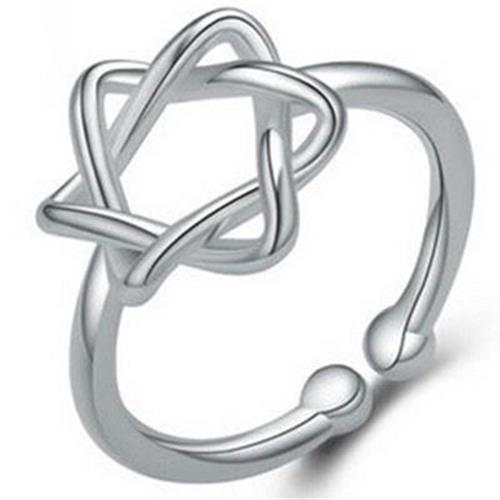 【米蘭精品】925純銀戒指銀飾六芒星造型簡約精緻