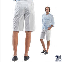 【NST Jeans】390(9360) 存菁白色印花_休閒短褲(中腰鬆緊帶修身版)-行動