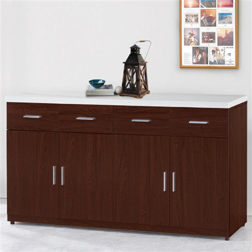 【文創集】拜默斯 5.3尺白雲石面收納餐櫃(兩色可選)