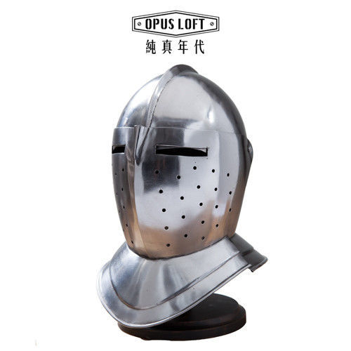 【OPUS LOFT純真年代】復古歐洲武士全罩頭盔(含立架) IR80607 模型 擺飾 裝飾 手工打造 公仔