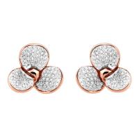 【Jewelrywood】純銀微鑲晶鑽立體花朵雙色耳環(玫瑰金)
