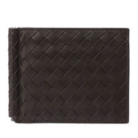 BOTTEGA VENETA 經典編織小羊皮軸釦萬用卡夾/短夾(咖啡色)