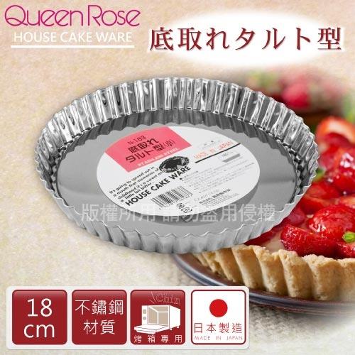 【日本霜鳥QueenRose】18cm活動式菊型不銹鋼派盤-日本製