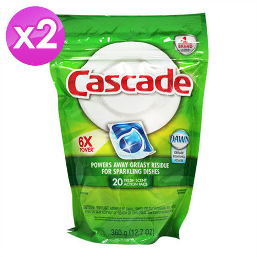 【美國 Cascade】洗碗機專用-洗碗膠囊20入補充包(清新-360g/12.7oz) 2入組-行動